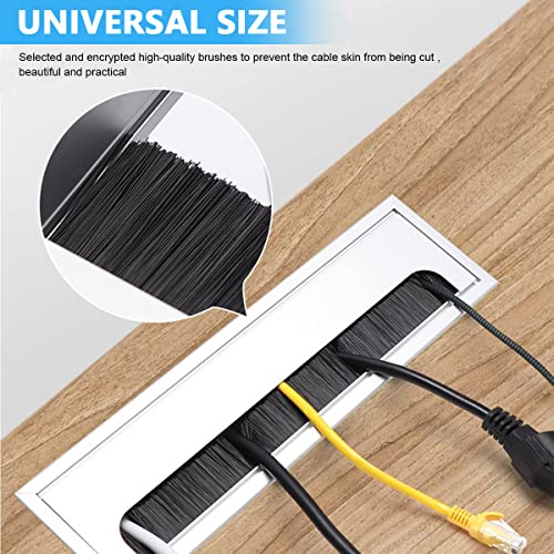 HASTHIP® Rectangular Wire Cable Hole Cover with Dust-Proof Brush, Aluminum Metal Cable Organizer, Wire Manager for Table, Desk Hole Cap for Office and Computer Desks (280mm*80mm, Silver) HASTHIP® Rectangular Wire Cable Hole Cover with Dust-Proof Brush, Aluminum Metal Cable Organizer, Wire Manager for Table, Desk Hole Cap for Office and Computer Desks (280mm*80mm, Silver)